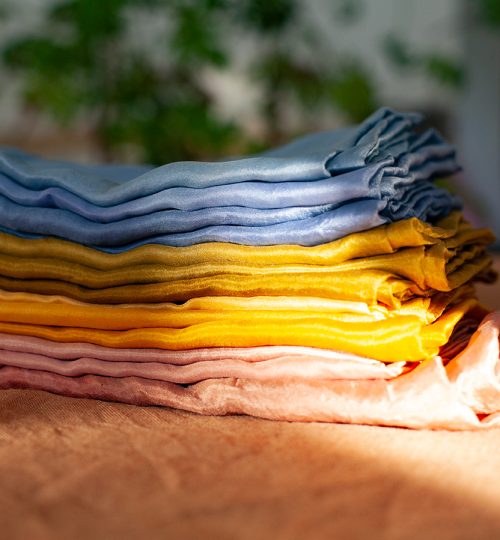 Ecoprint stapel shawls zijde, effen